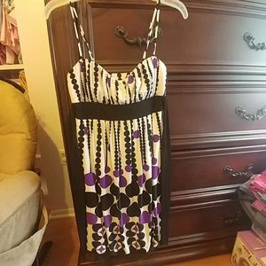 Purple, black & cream/white dress